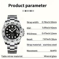 Relógio Masculinos Lige, Moda à Prova D'água Com Data Luminosa, Relógio De Quartzo Em Aço Inoxidável Branco - 2