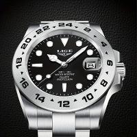 Relógio Masculinos Lige, Moda à Prova D'água Com Data Luminosa, Relógio De Quartzo Em Aço Inoxidável Preto - 2