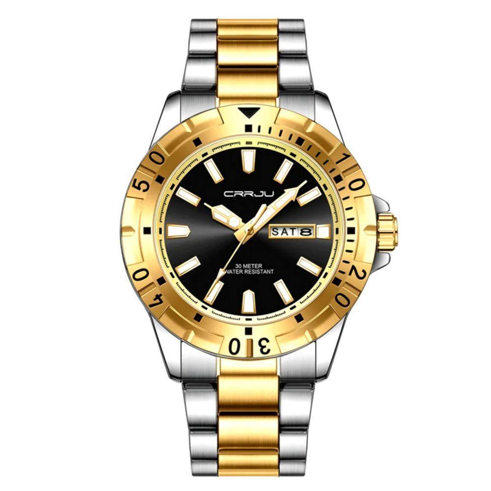 Relógio De Quartzo Em Aço Inoxidável Impermeável Masculino Clássico Analógico Preto - 1