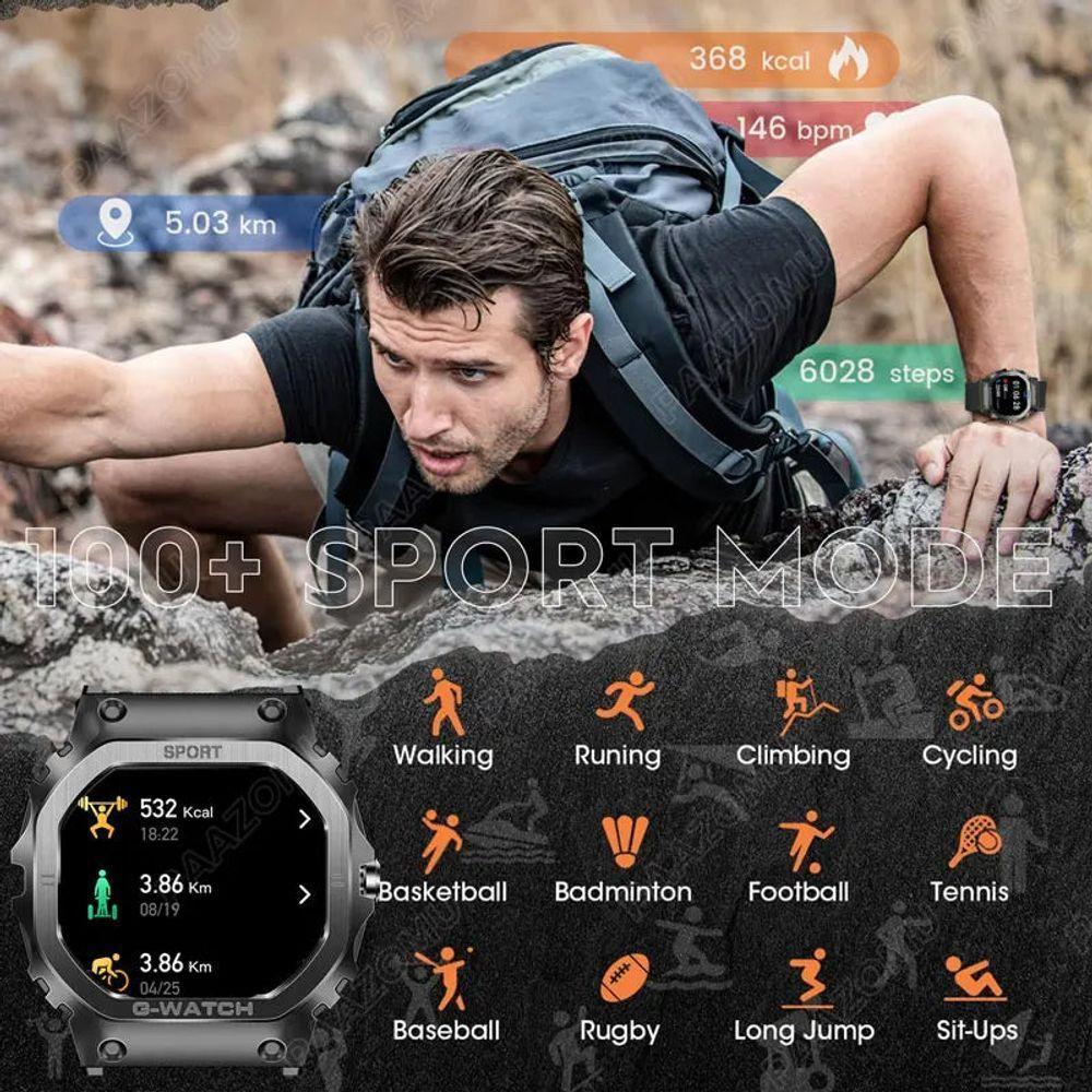 Relógio Inteligente Militar Para Homens, 1,57 Polegadas, Com Resposta E Fazer Chamada Preto - 2