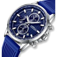 Relógio De Pulso Quartzo Masculino Design Esportivo 3atm Impermeável Azul - 2