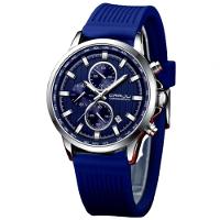 Relógio De Pulso Quartzo Masculino Design Esportivo 3atm Impermeável Azul - 3