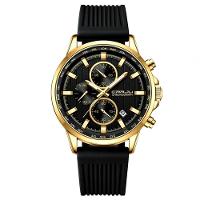 Relógio De Pulso Quartzo Masculino Design Esportivo 3atm Impermeável Dourado - 1