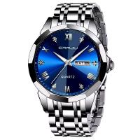 Relógio Analógico Masculino De Quartzo Impermeável Em Aço Inoxidável Classico Azul - 1