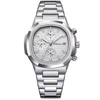 Relógio De Pulso Masculino Analógico Com Pulseira De Aço Inoxidável Impermeável 3atm Branco - 1