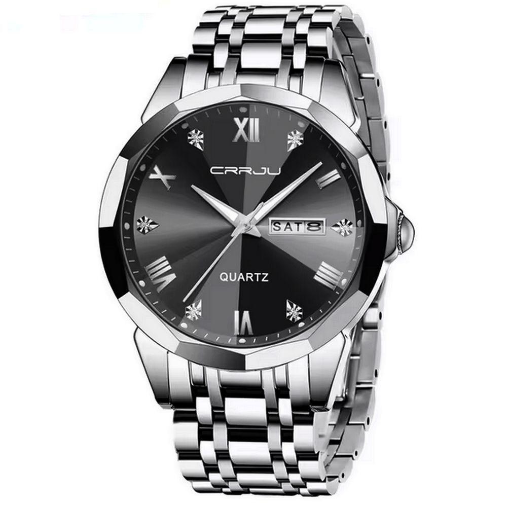 Relógio Analógico Masculino De Quartzo Impermeável Em Aço Inoxidável Classico Preto - 1