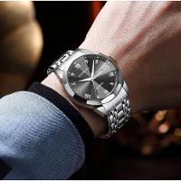 Relógio Analógico Masculino De Quartzo Impermeável Em Aço Inoxidável Classico Preto - 2