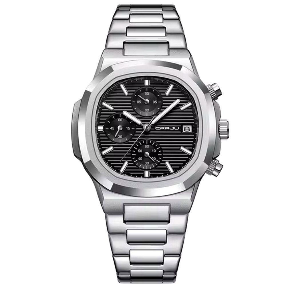 Relógio De Pulso Masculino Analógico Com Pulseira De Aço Inoxidável Impermeável 3atm Preto - 1