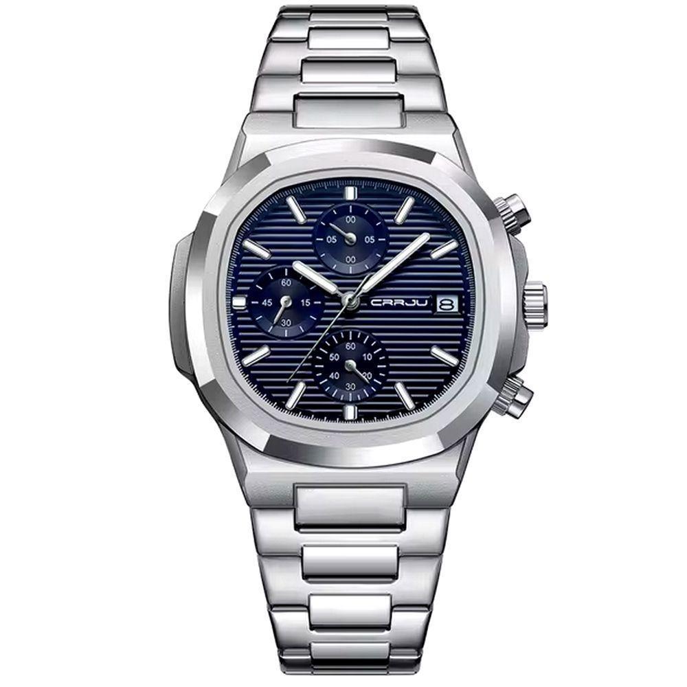 Relógio De Pulso Masculino Analógico Com Pulseira De Aço Inoxidável Impermeável 3atm Azul - 1