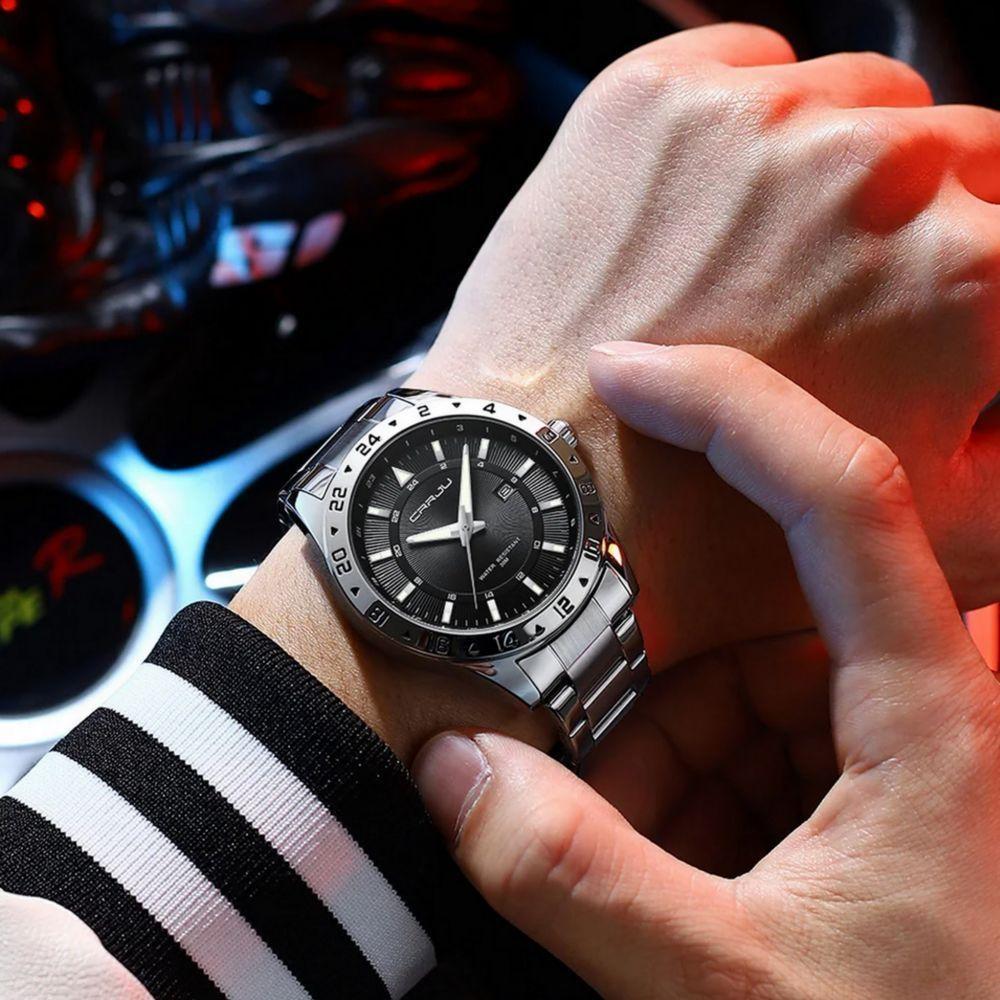 Relógio De Pulso Masculino Quartzo Design Esportivo Impermeavel 3atm Data Automatica Prata - 2