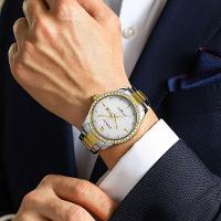 Relógio Masculino Analógico Impermeável Em Aço Inoxidável Data Automática Branco Dourado - 2