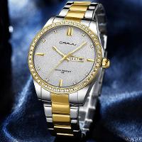 Relógio Masculino Analógico Impermeável Em Aço Inoxidável Data Automática Branco Dourado - 3