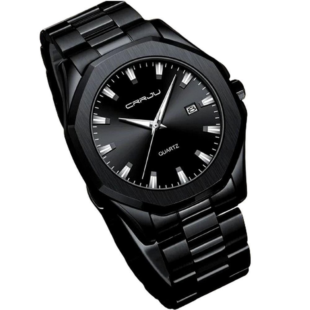 Relógio Masculino De Aço Inoxidável Movimento De Quartzo Impermeavel 3 Atm Preto - 3