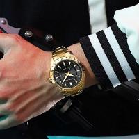 Relógio De Pulso Masculino Quartzo Design Esportivo Impermeavel 3atm Data Automatica Preto Dourado - 2