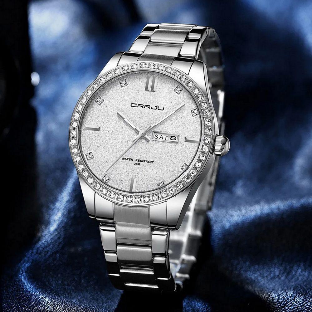 Relógio Masculino Analógico Impermeável Em Aço Inoxidável Data Automática Branco - 3