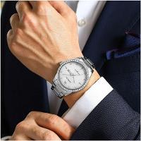 Relógio Masculino Analógico Impermeável Em Aço Inoxidável Data Automática Branco - 2