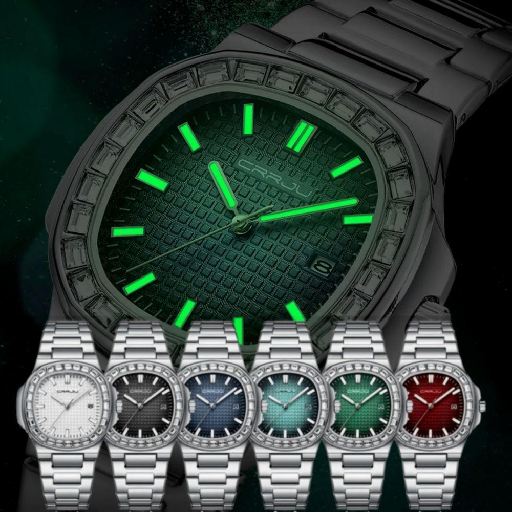 Relogio Masculino Casual Quadrado Em Aço Inoxidável Impermeavel 3atm Azul Claro - 2