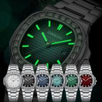 Relogio Masculino Casual Quadrado Em Aço Inoxidável Impermeavel 3atm Azul Claro - 2