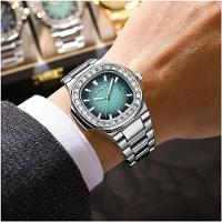 Relogio Masculino Casual Quadrado Em Aço Inoxidável Impermeavel 3atm Azul Claro - 3