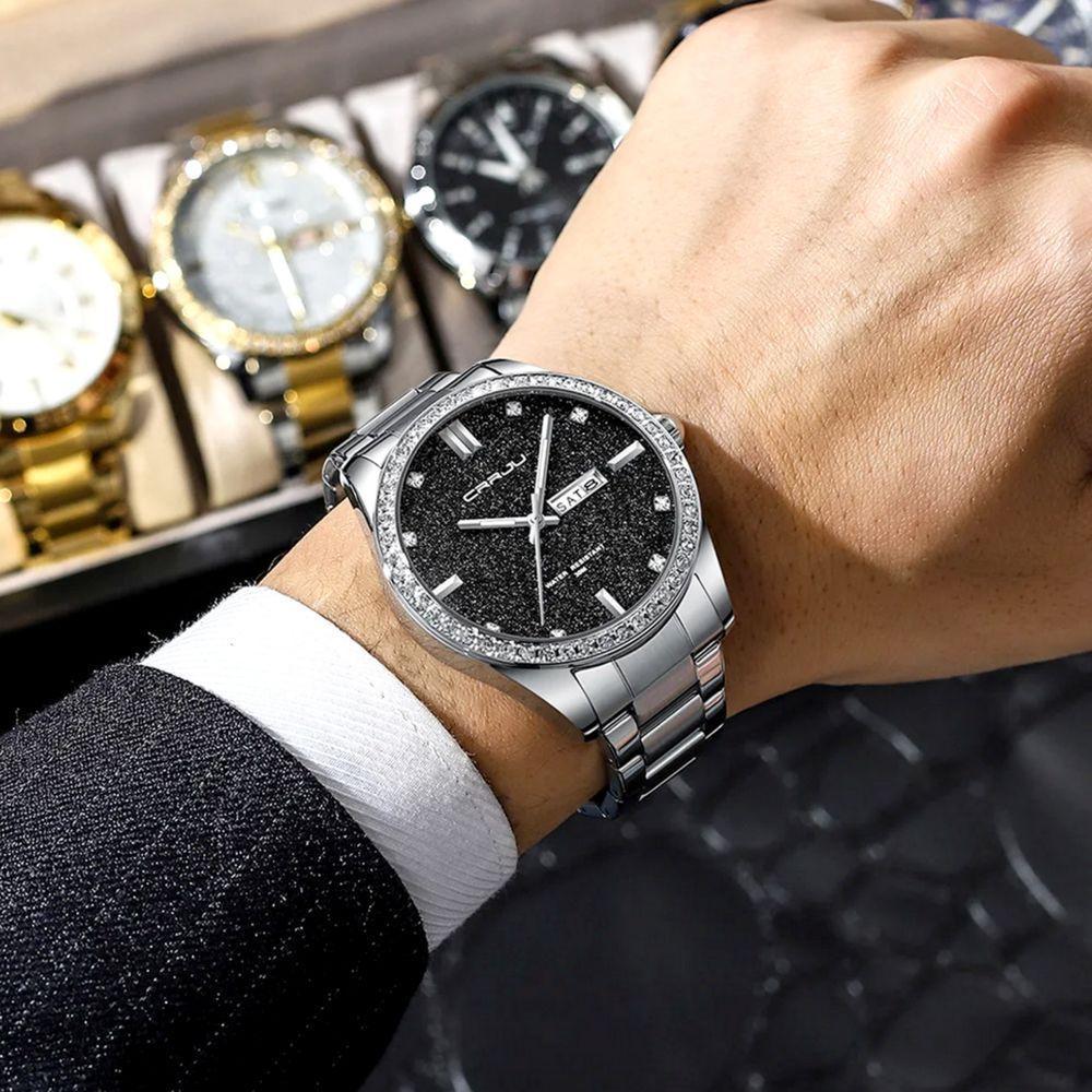 Relógio Masculino Analógico Impermeável Em Aço Inoxidável Data Automática Prata - 2