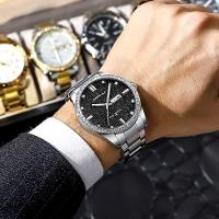 Relógio Masculino Analógico Impermeável Em Aço Inoxidável Data Automática Prata - 2