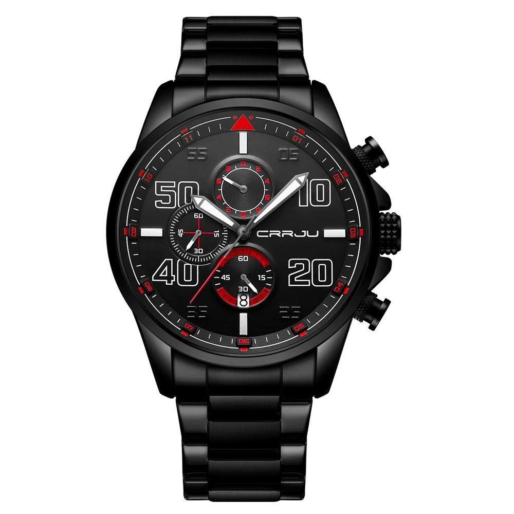 Relógio De Pulso Masculino Quartzo Design Dial Grande Esportivo Impermeavel 3atm Vermelho - 1