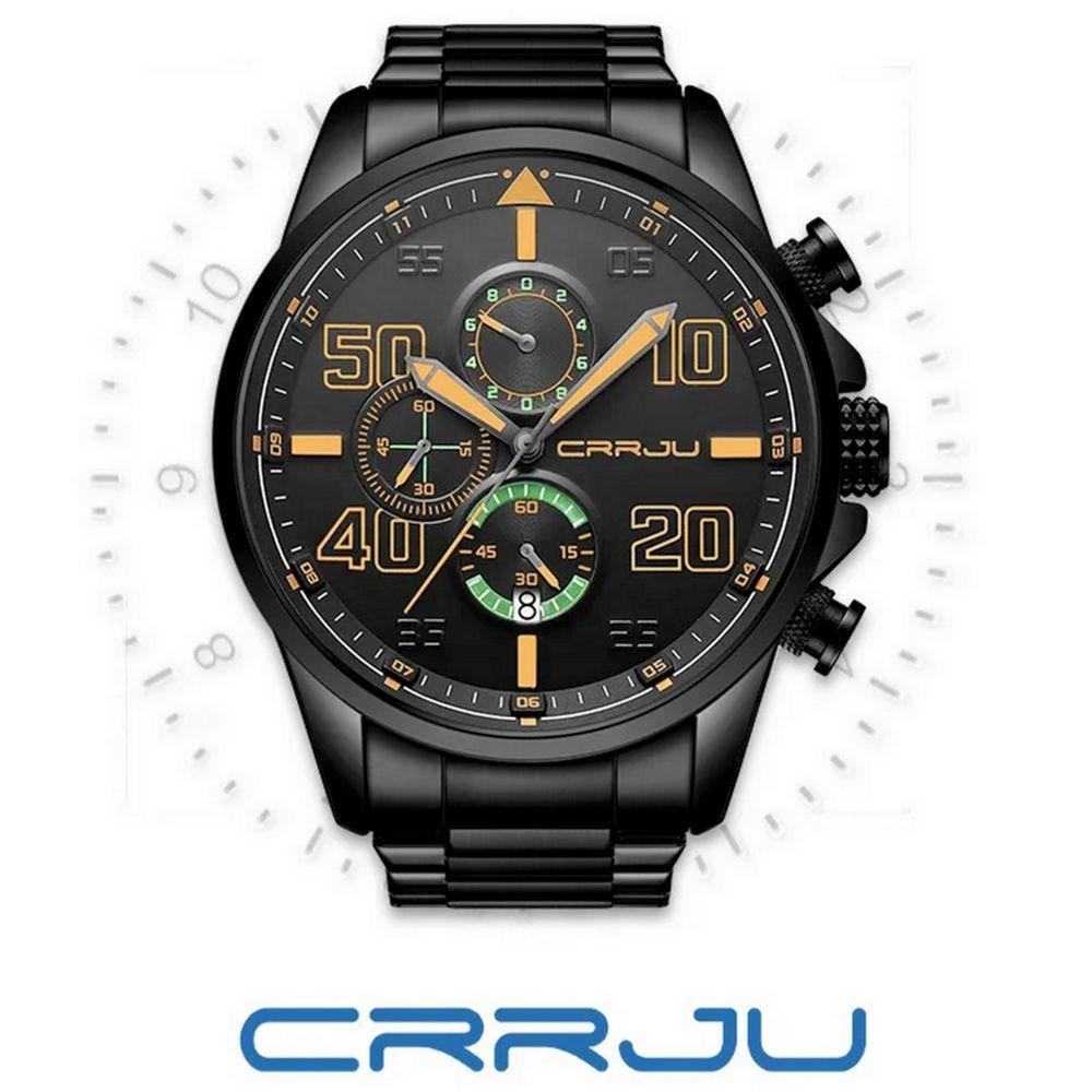 Relógio De Pulso Masculino Quartzo Design Dial Grande Esportivo Impermeavel 3atm Laranja - 4