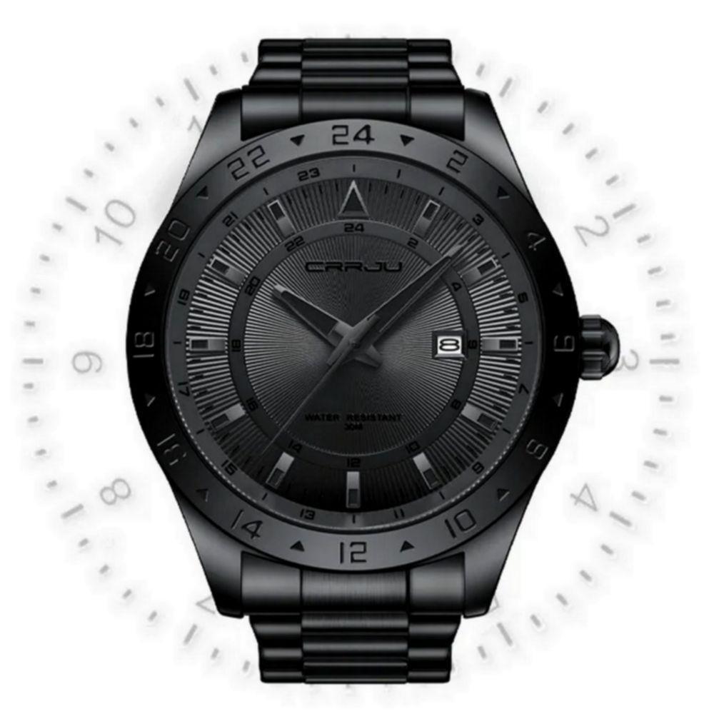 Relógio De Pulso Masculino Quartzo Design Esportivo Impermeavel 3atm Data Automatica Preto - 4