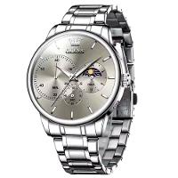 Relógio Masculino De Aço Inoxidável Com Cronógrafo De Quartzo Impermeavel Cinza - 1