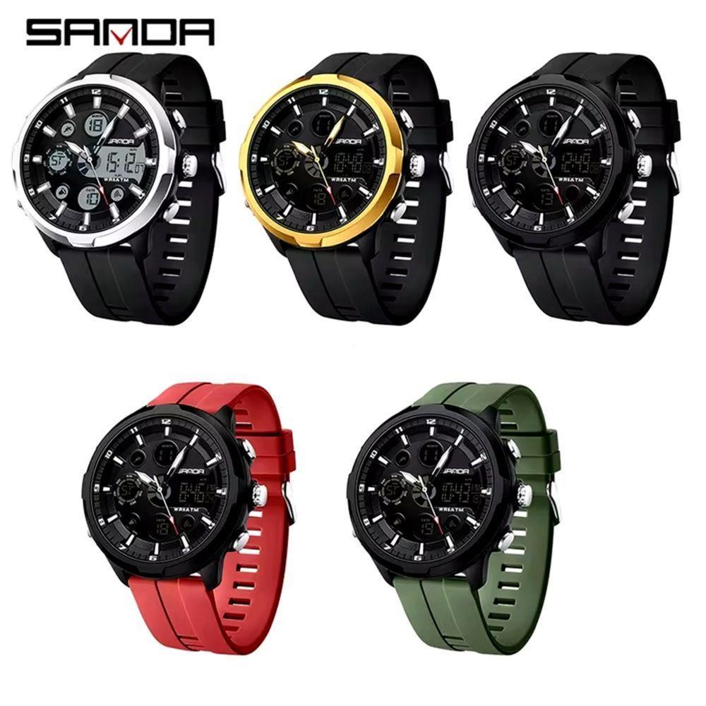 Relógio Digital Masculino Estilo Esportivo Duplo Display á Prova D'água Vermelho - 3