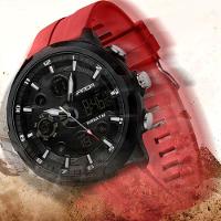 Relógio Digital Masculino Estilo Esportivo Duplo Display á Prova D'água Vermelho - 2