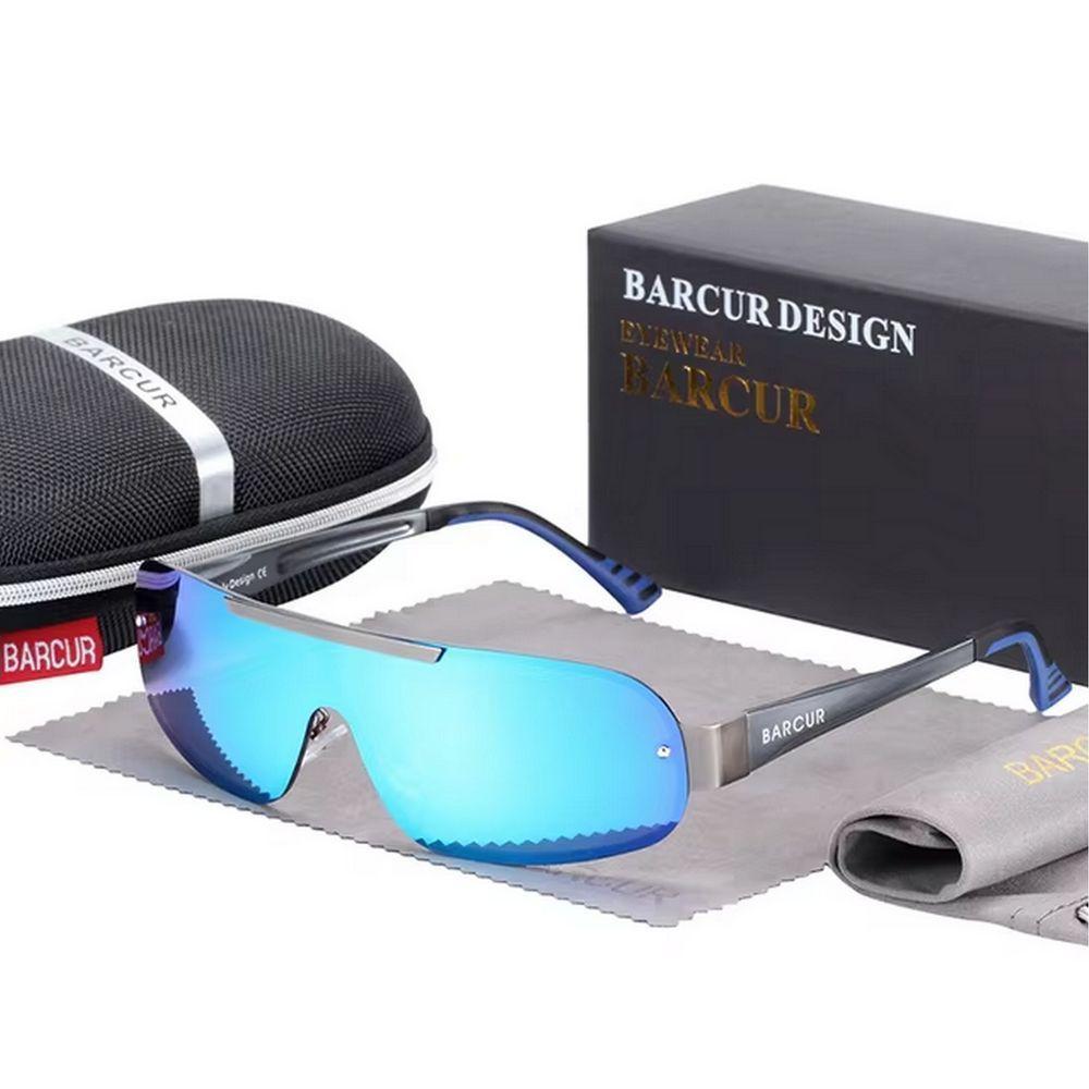 Óculos De Sol Piloto Barcur Ultra Leve Alumínio Masculino Lente Polarizada Uv400 Azul - 2