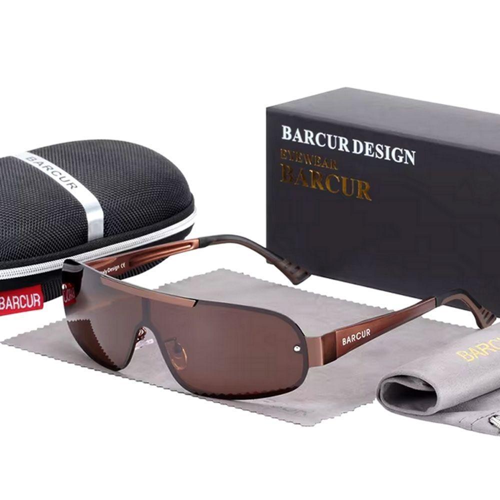 Óculos De Sol Piloto Barcur Ultra Leve Alumínio Masculino Lente Polarizada Uv400 Marrom - 2