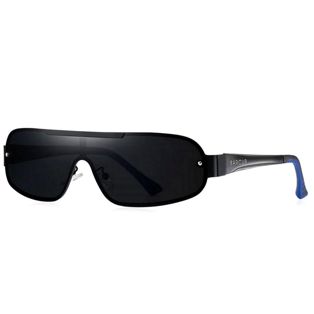Óculos De Sol Piloto Barcur Ultra Leve Alumínio Masculino Lente Polarizada Uv400 Preto Azul - 1