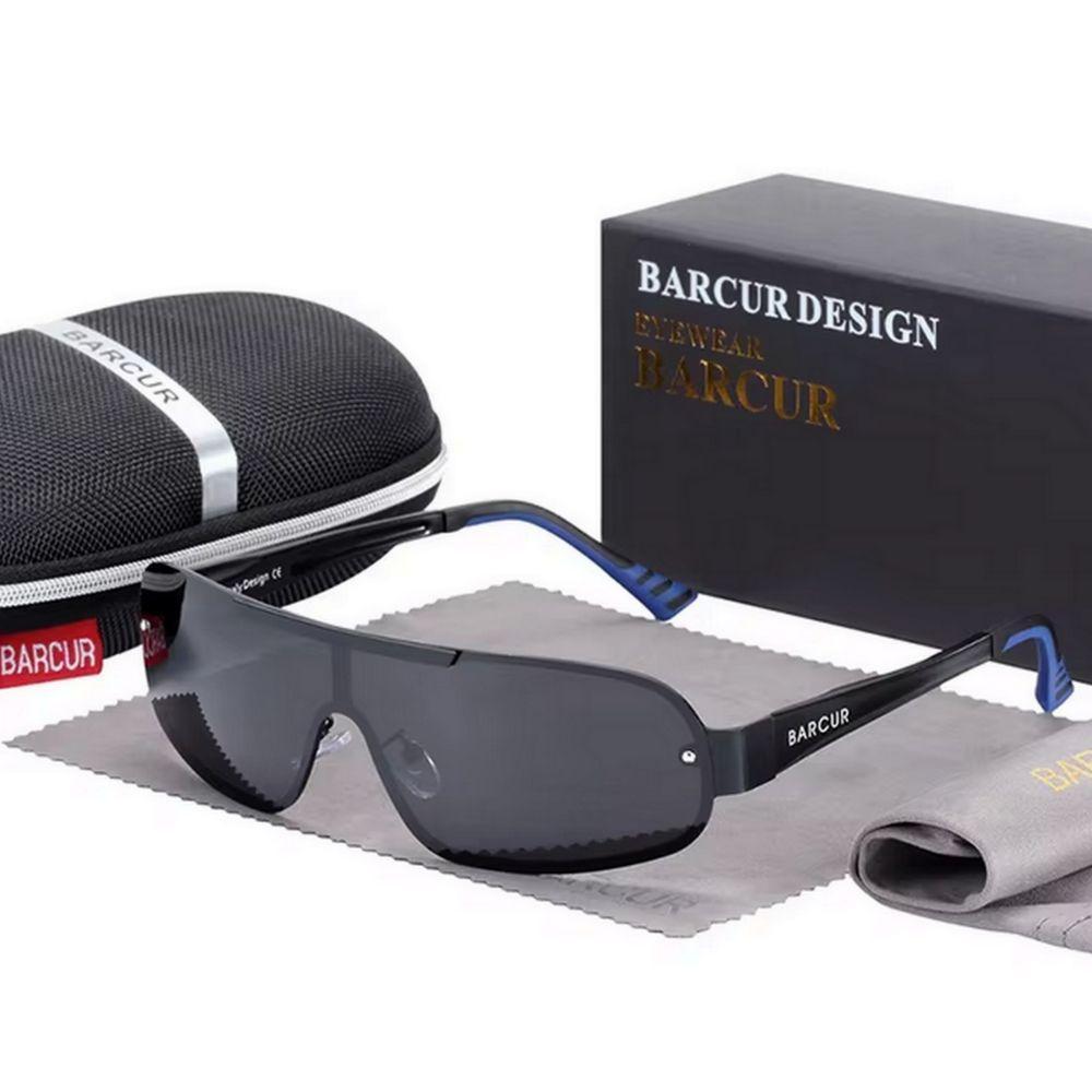 Óculos De Sol Piloto Barcur Ultra Leve Alumínio Masculino Lente Polarizada Uv400 Preto Azul - 2