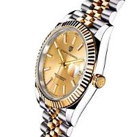 Relogio Analógico Masculino Automatico Em Aço Inoxidavel Impermeavel 10 Atm Prata Dourado - 2