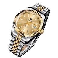 Relogio Analógico Masculino Automatico Em Aço Inoxidavel Impermeavel 10 Atm Prata Dourado - 3