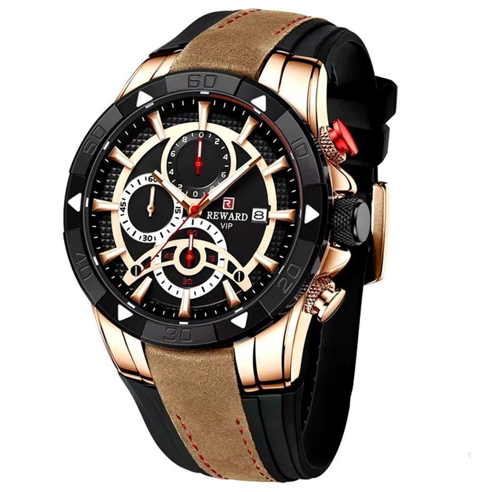 Relógio De Pulso De Quartzo Pulseira De Silicone Luminoso Impermeavel Marrom - 1