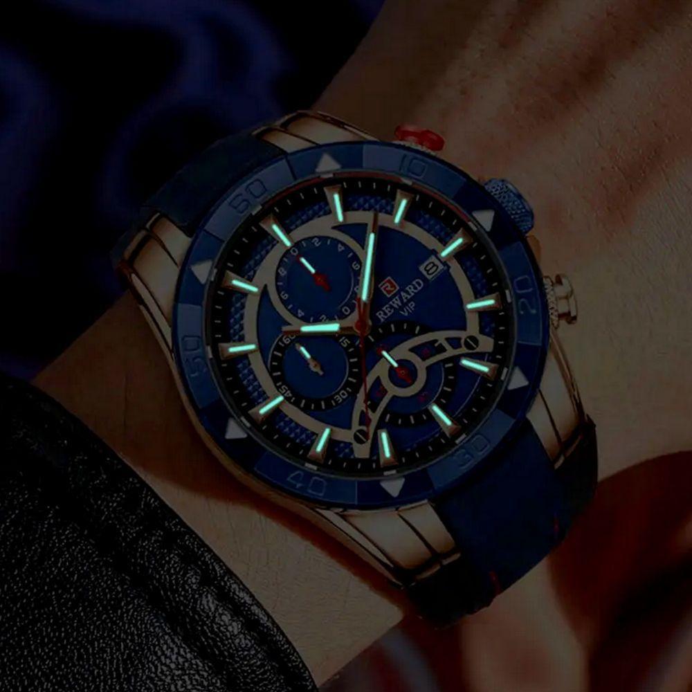 Relógio De Pulso De Quartzo Pulseira De Silicone Luminoso Impermeavel Azul - 2