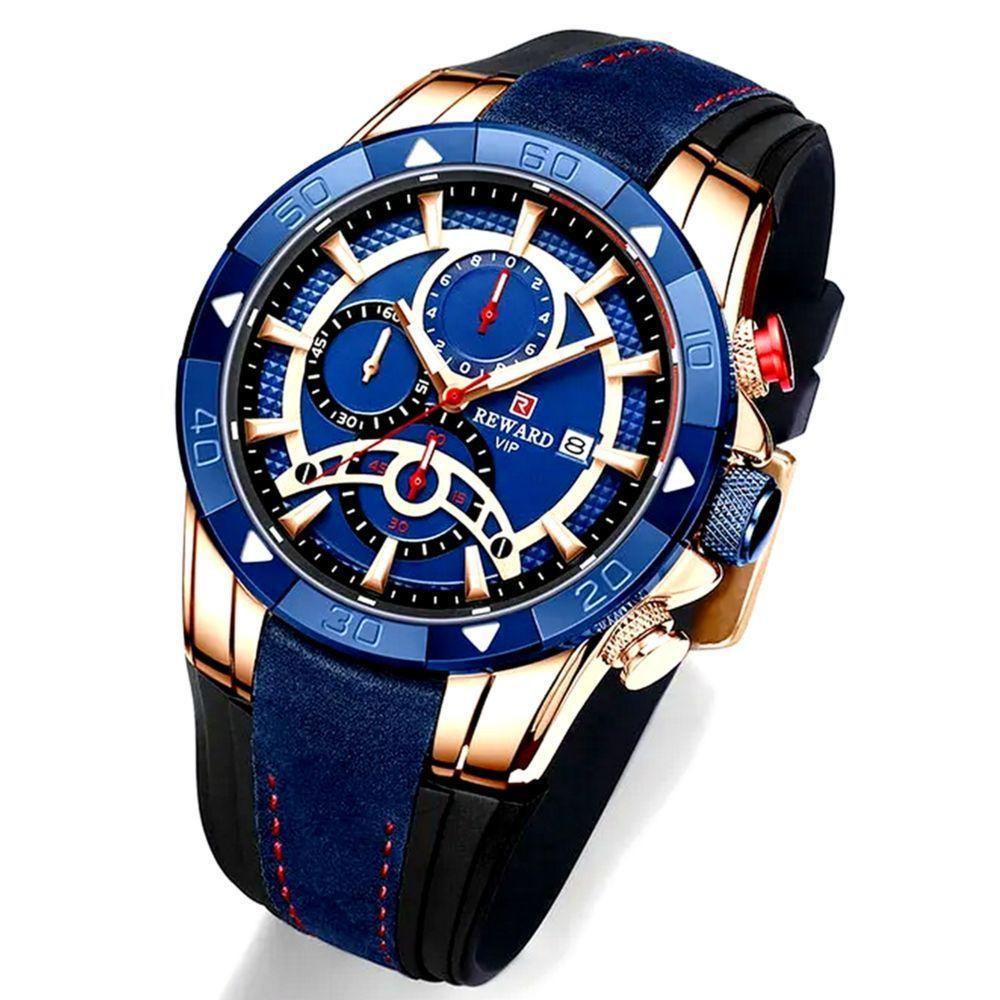 Relógio De Pulso De Quartzo Pulseira De Silicone Luminoso Impermeavel Azul - 3