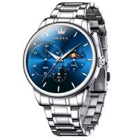 Relógio Masculino De Aço Inoxidável Com Cronógrafo De Quartzo Impermeavel Azul - 1