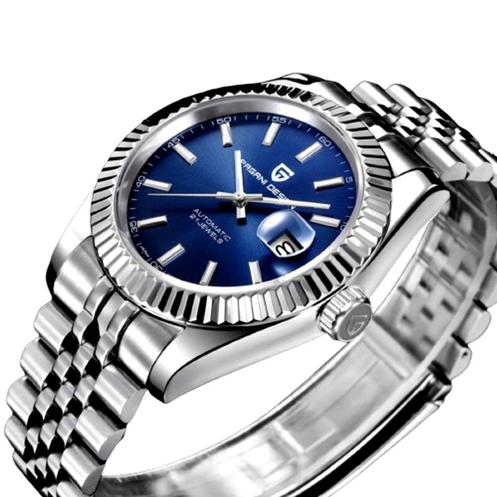 Relogio Analógico Masculino Automatico Em Aço Inoxidavel Impermeavel 10 Atm Azul - 3