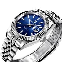 Relogio Analógico Masculino Automatico Em Aço Inoxidavel Impermeavel 10 Atm Azul - 3