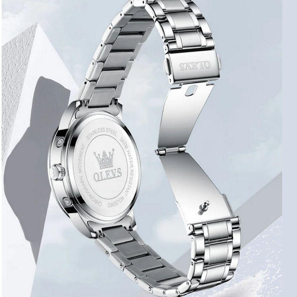 Relógio Masculino De Aço Inoxidável Com Cronógrafo De Quartzo Impermeavel Preto - 3