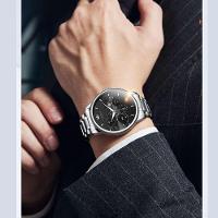 Relógio Masculino De Aço Inoxidável Com Cronógrafo De Quartzo Impermeavel Preto - 2