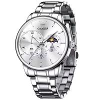 Relógio Masculino De Aço Inoxidável Com Cronógrafo De Quartzo Impermeavel Prata - 1