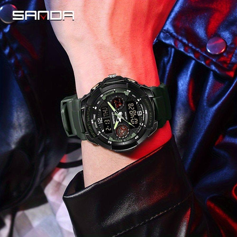 Relógio Esportivo Masculino Resistente Gua Com Cronmetro E Luz Noturna Resistente à água 50m Verde - 2