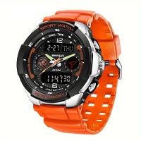 Relógio Esportivo Masculino Resistente Gua Com Cronmetro E Luz Noturna Resistente à água 50m Laranja - 1