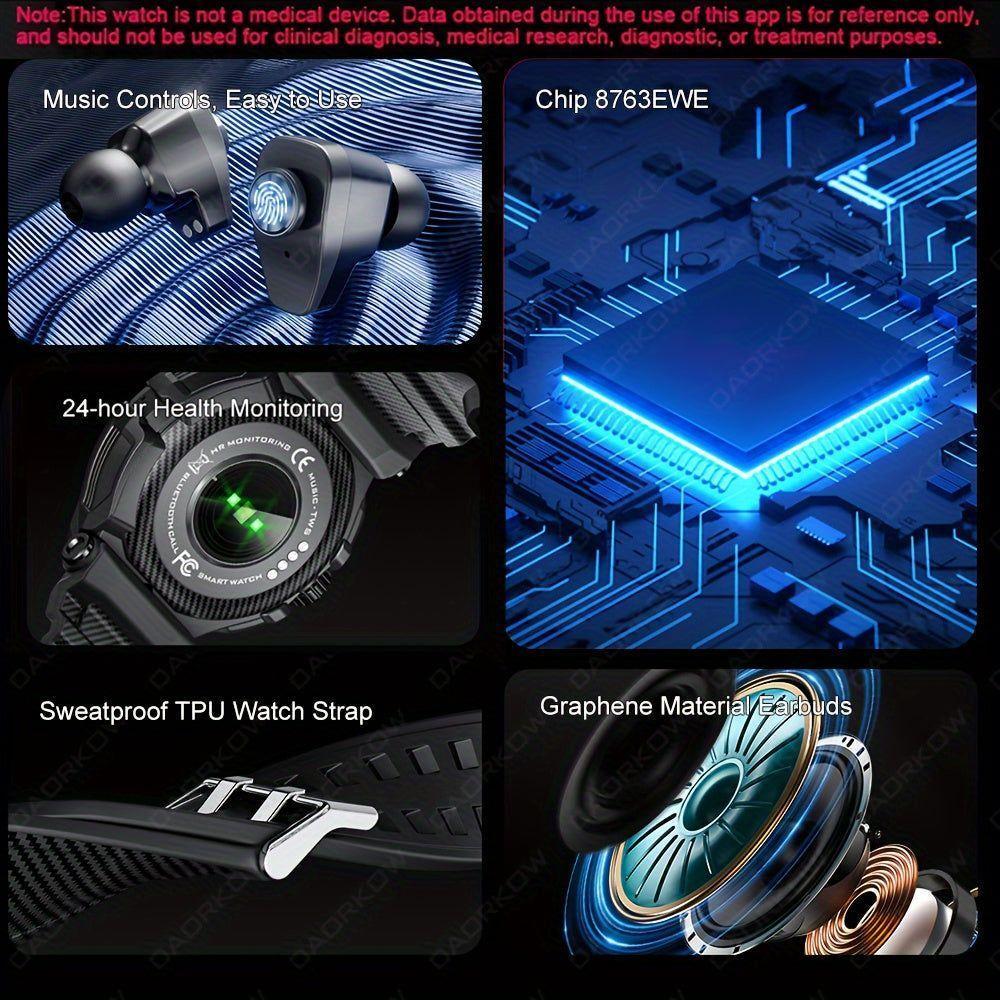 Relógio Inteligente, Chamadas Sem Fio, Fones De Ouvido Embutidos, Esportivo Prata - 2