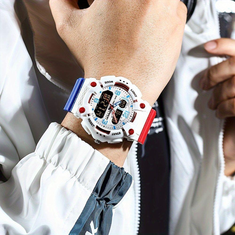 Relógio Esportivo De Moda Masculino Sanda - à Prova D'água Branco Vermelho - 2